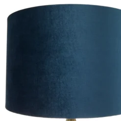 Kirkland's Home Table Lamps-Glass Base Round Velvet Shade Table Lamp