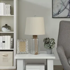 Kirkland's Home Table Lamps-Glass Jug Table Lamp With Rope Trim