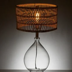 Kirkland's Home Table Lamps-Glass Teardrop Natural Rat Table Lamp