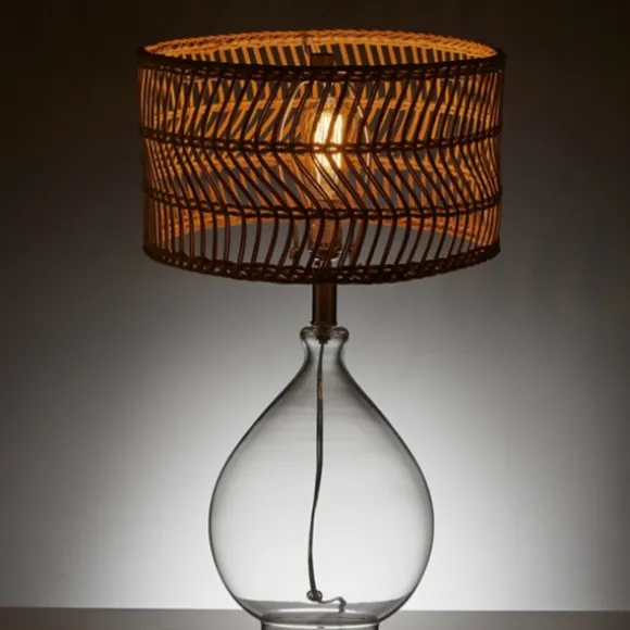 Kirkland's Home Table Lamps-Glass Teardrop Natural Rat Table Lamp