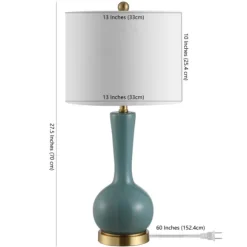 Kirkland's Home Table Lamps-Glazed Blue Glass Teardrop Table Lamp