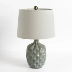 Kirkland's Home Table Lamps-Glazed Dusty Blue Geo Table Lamp