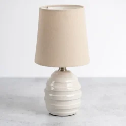 Kirkland's Home Table Lamps-Glazed Ivory Stride Mini Table Lamp