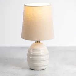 Kirkland's Home Table Lamps-Glazed Ivory Stride Mini Table Lamp
