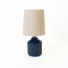 Kirkland's Home Table Lamps-Glazed Navy Ribbed Mini Table Lamp