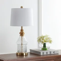 Kirkland's Home Table Lamps-Gold And Clear Bubble Glass Table Lamp