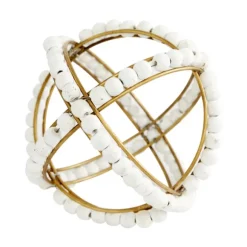 Kirkland's Home Bowl Filler-Gold And Ivory Wooden Bead 2-Pc. Orb Set