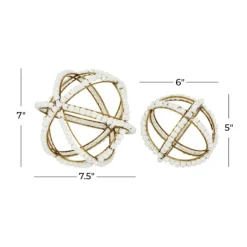 Kirkland's Home Bowl Filler-Gold And Ivory Wooden Bead 2-Pc. Orb Set