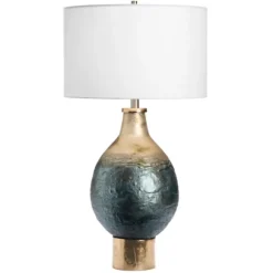 Kirkland's Home Table Lamps-Gold And Navy Ombre Glass Orb Table Lamp
