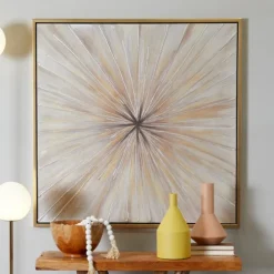 Kirkland's Home Canvas Art-Gold Contemporary Burst Framed Canvas Art Print