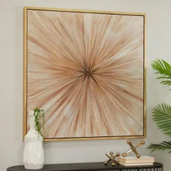 Kirkland's Home Canvas Art-Gold Contemporary Burst Framed Canvas Art Print