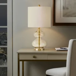 Kirkland's Home Table Lamps-Gold Curved Glass Table Lamps, Set Of 2