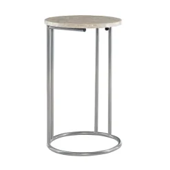 Kirkland's Home Accent & End Tables-Gold Geometric Mosaic Capiz And Metal C-Table
