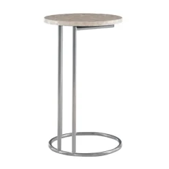 Kirkland's Home Accent & End Tables-Gold Geometric Mosaic Capiz And Metal C-Table