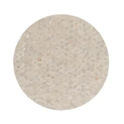 Kirkland's Home Accent & End Tables-Gold Geometric Mosaic Capiz And Metal C-Table