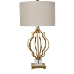 Kirkland's Home Table Lamps-Gold Leaf Caged Table Lamp