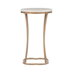 Kirkland's Home Accent & End Tables-Gold Metal And Capiz Shell Top Accent Table