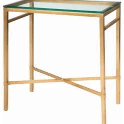 Kirkland's Home Accent & End Tables-Gold Metal And Glass Side Table