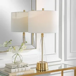 Kirkland's Home Table Lamps-Gold Metal Cone Base Table Lamp