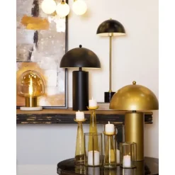 Kirkland's Home Table Lamps-Gold Metal Dome Shade Table Lamp