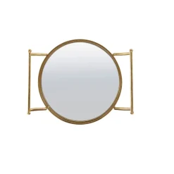 Kirkland's Home Kitchen Islands & Bar Carts-Gold Metal Frame Bar Cart With Mirrored Shelves