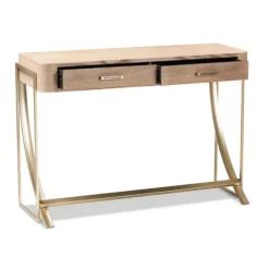 Kirkland's Home Console Tables-Gold Metal Frame Two-Drawer Console Table