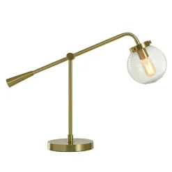 Kirkland's Home Table Lamps-Gold Metal Glass Task Shade Table Lamp