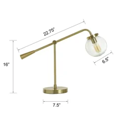 Kirkland's Home Table Lamps-Gold Metal Glass Task Shade Table Lamp
