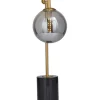 Kirkland's Home Table Lamps-Gold Metal Smoked Glass Shade Table Lamp