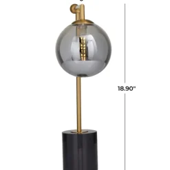 Kirkland's Home Table Lamps-Gold Metal Smoked Glass Shade Table Lamp