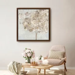 Kirkland's Home Framed Art-Gold Shimmering Tree Framed Canvas Art Print