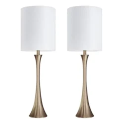Kirkland's Home Table Lamps-Gold Sparkle Shade Tapered Table Lamps, Set Of 2