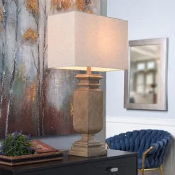 Kirkland's Home Table Lamps-Gold Traditional Rectangular Table Lamp