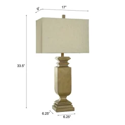 Kirkland's Home Table Lamps-Gold Traditional Rectangular Table Lamp