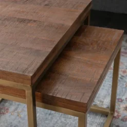 Kirkland's Home Coffee Tables-Golden Nesting 3-Pc. Coffee And Accent Table Set