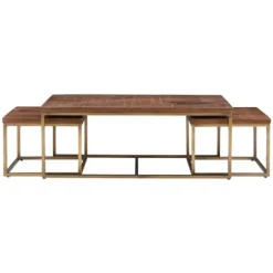 Kirkland's Home Coffee Tables-Golden Nesting 3-Pc. Coffee And Accent Table Set