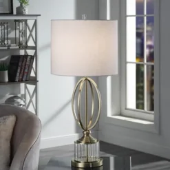 Kirkland's Home Table Lamps-Golden Open Egg Base Table Lamp
