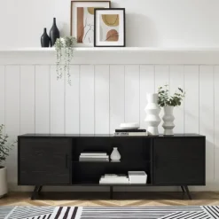 Kirkland's Home Tv Stands & Media Consoles-Graphite 2-Door Glass Shelf Media Cabinet