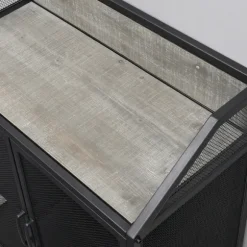 Kirkland's Home Kitchen Islands & Bar Carts-Gray And Black Mesh 2-Door Bar Cart