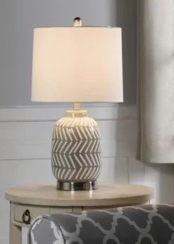 Kirkland's Home Table Lamps-Gray And Etched Table Lamp