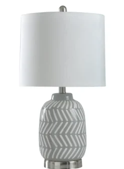 Kirkland's Home Table Lamps-Gray And Etched Table Lamp