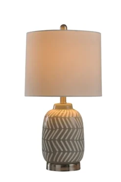 Kirkland's Home Table Lamps-Gray And Etched Table Lamp