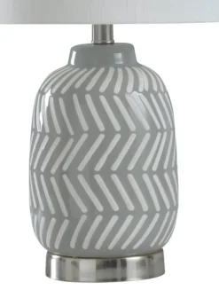 Kirkland's Home Table Lamps-Gray And Etched Table Lamp
