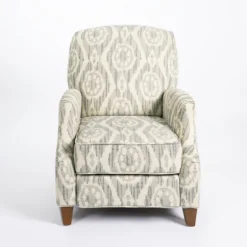Kirkland's Home Accent Chairs-Gray And White Damask Upholstered Recliner