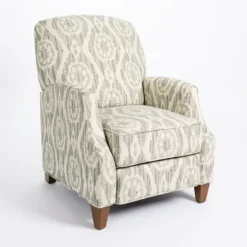 Kirkland's Home Accent Chairs-Gray And White Damask Upholstered Recliner
