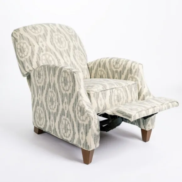 Kirkland's Home Accent Chairs-Gray And White Damask Upholstered Recliner