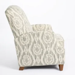 Kirkland's Home Accent Chairs-Gray And White Damask Upholstered Recliner