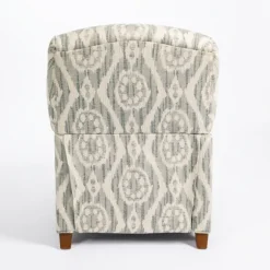 Kirkland's Home Accent Chairs-Gray And White Damask Upholstered Recliner
