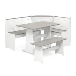 Kirkland's Home Dining Sets-Gray And White 3-Pc. Dining Nook Set