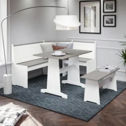 Kirkland's Home Dining Sets-Gray And White 3-Pc. Dining Nook Set